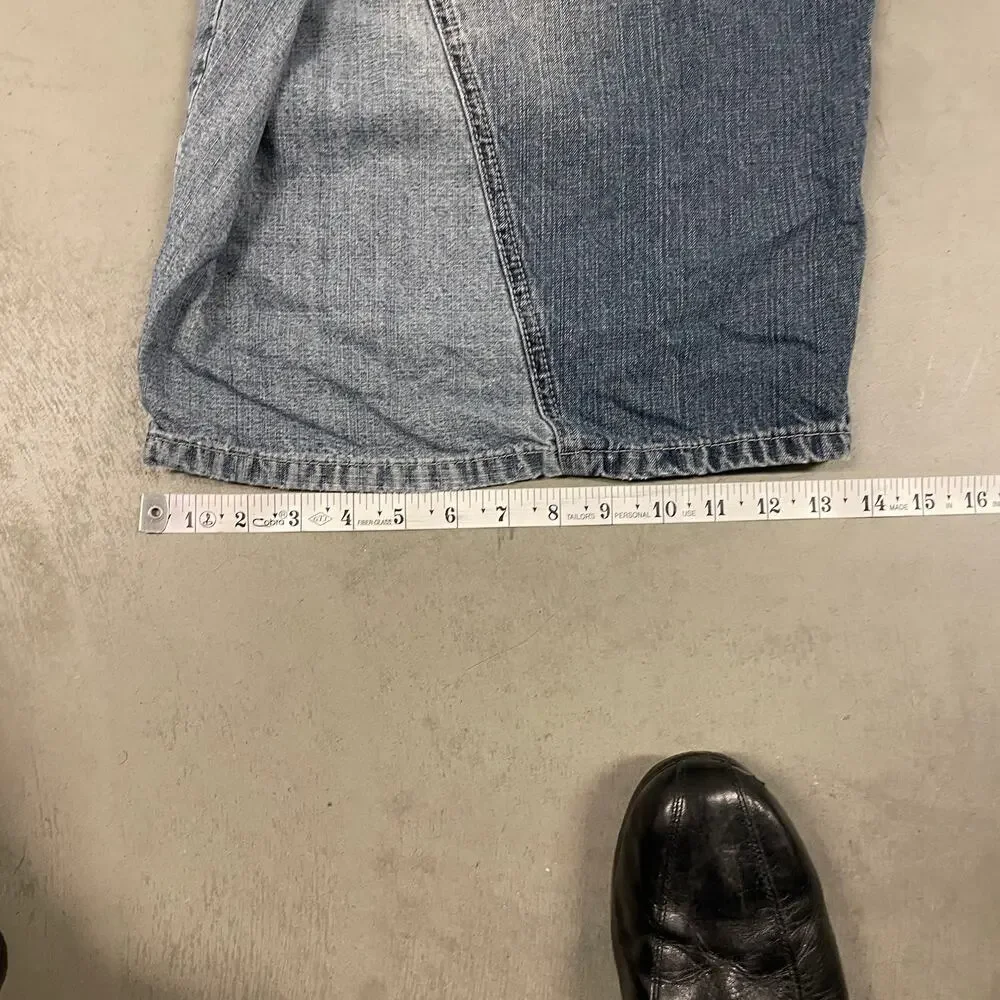 Baggy Y2K patchwork repaired pelle pelle jean shorts 40